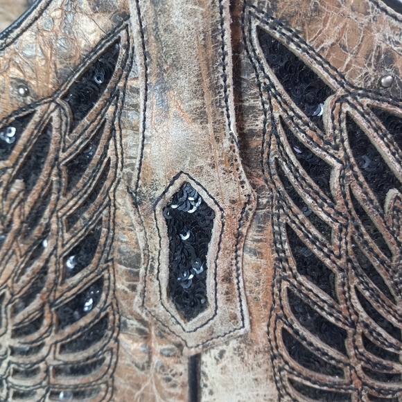 Corral 6.5 Womens Western Inlay Black Granite Butterfly Pattern Cowgirl Boots - Picture 14 of 14